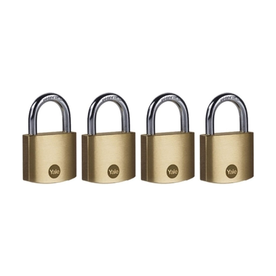 Yale Padlock Brass 4pk