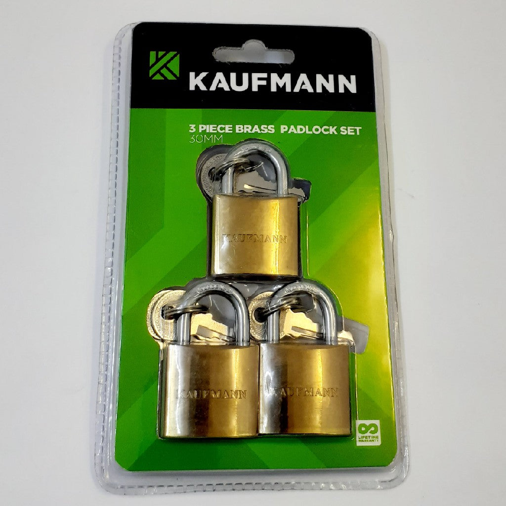Kaufmann Lock set Brass 3pc 30mm