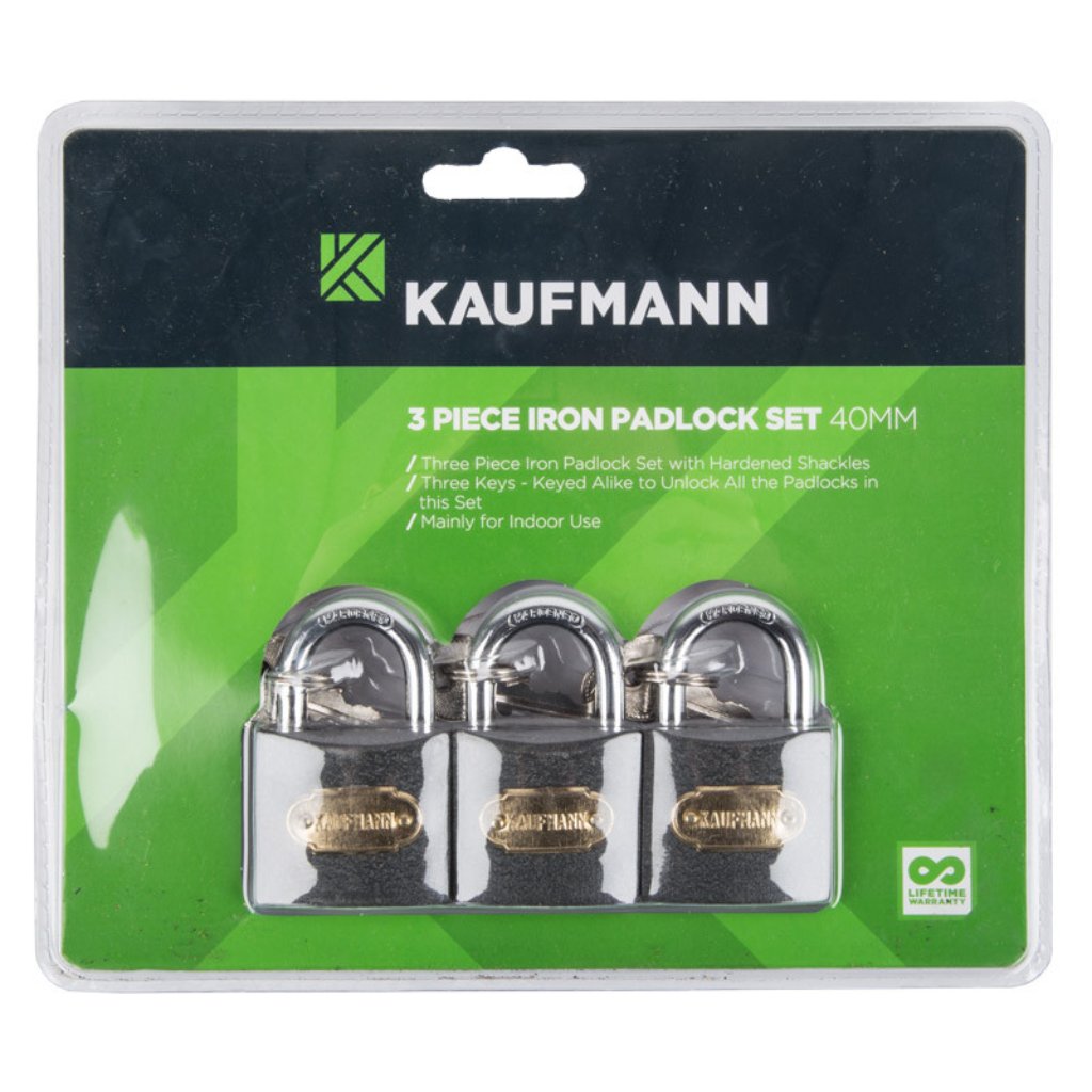 Kaufmann Lock set Steel 3pc 40mm