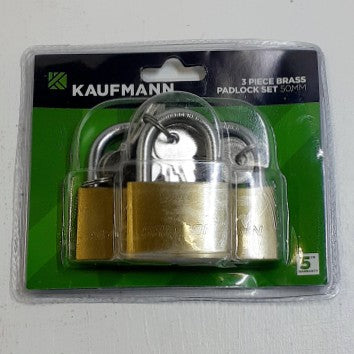 Kaufmann Lock set Brass 3pc 50mm