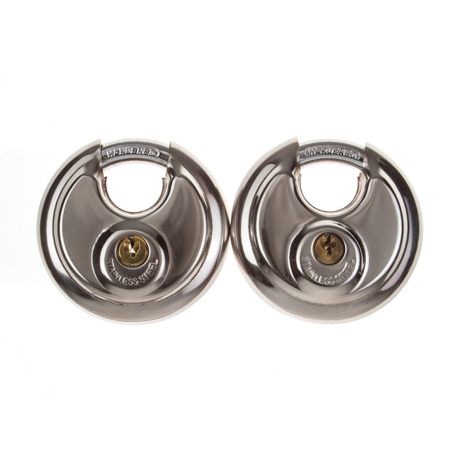 L&B Padlock Discus 70mm Keyed Alike Set Duo Pack