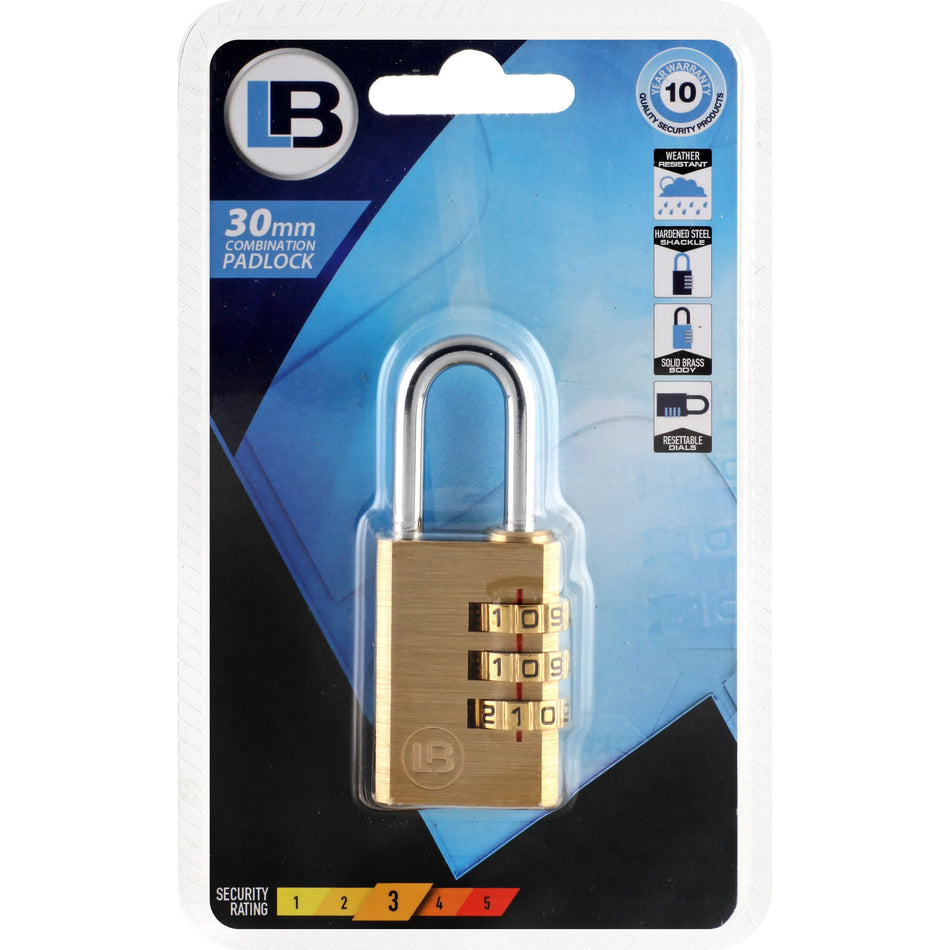 L&B  Combination Padlock Brass
