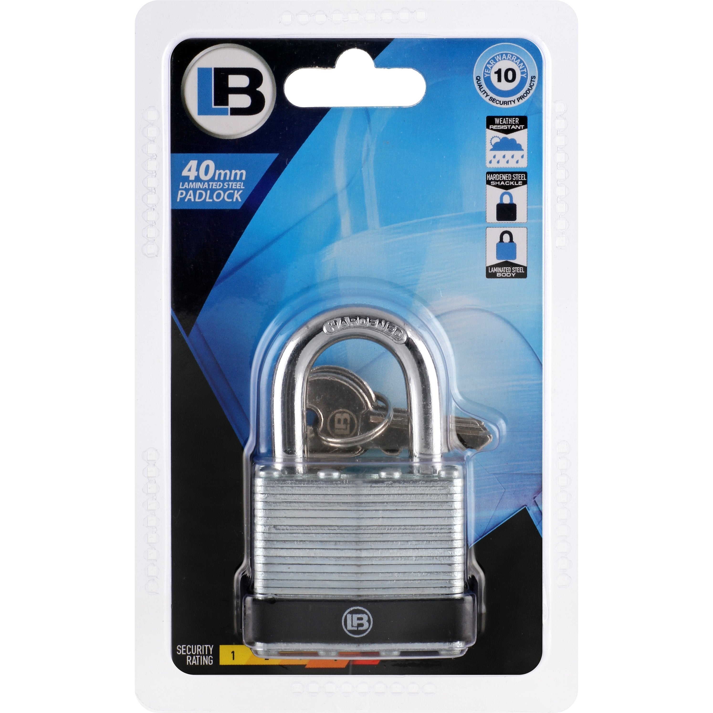 L& Padlock Laminated Steel 40mm