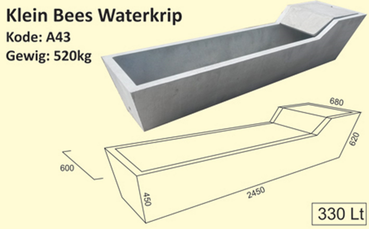 Trough Concrete Water Cattle Small 330L -
