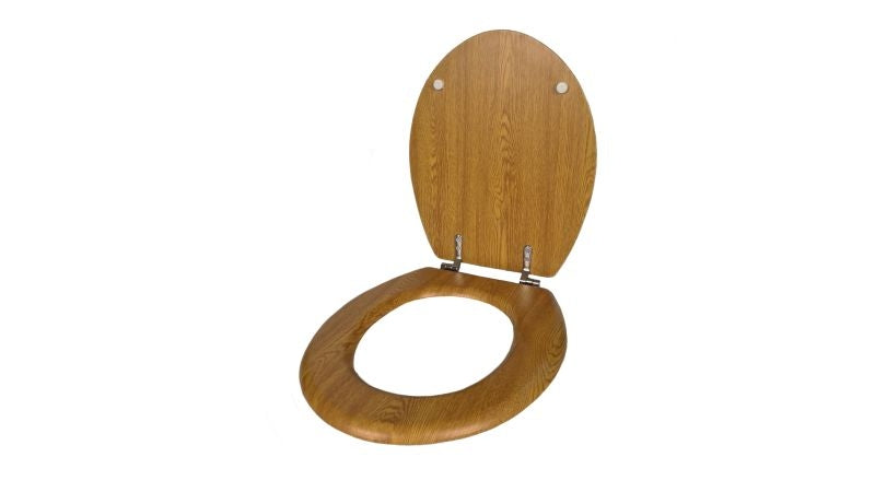 Icon Toilet Seat With Chrome Plated Hinges Light Oak
