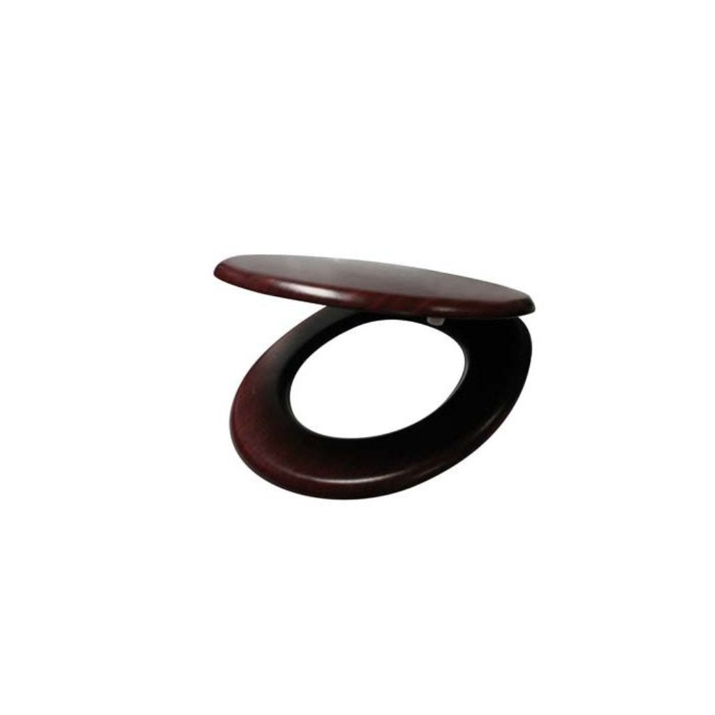 Icon Toilet Seat Mahogany With Chrome Plated Hinges Title