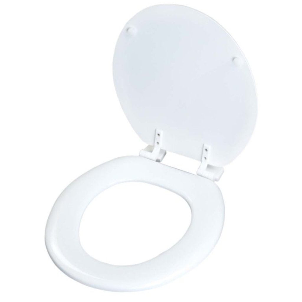 Toilet Seat Wooden White With Nylon Hinges -