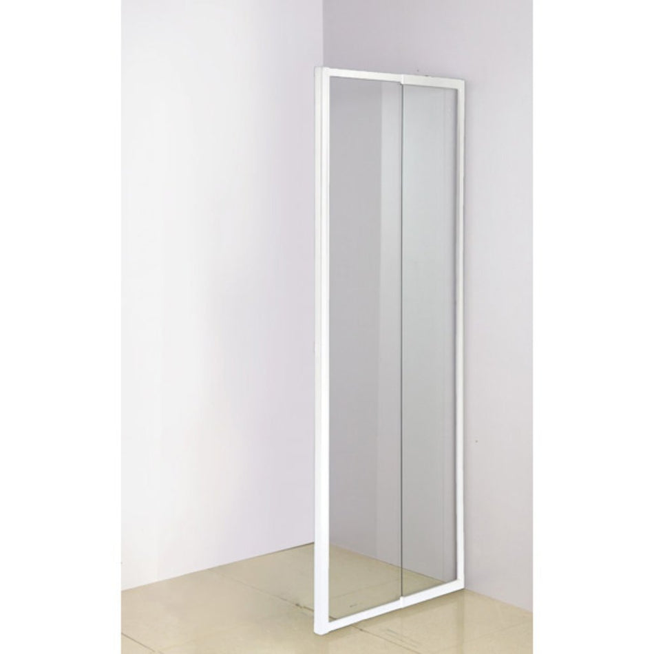 Kenzo Shower Return Panel Aluminium White Finish Clear Glass