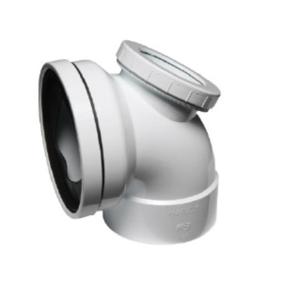 Marley Pan Collar Bend 57.5deg With Access Heel 110mm PVC