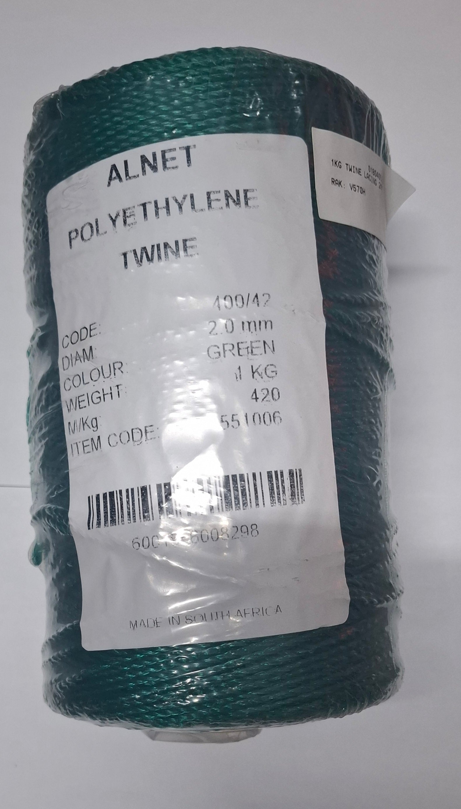 Alnet Polyethalene Lacing Twine Green 2mm 1kg
