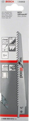 Bosch Reciprocating Saw Blade HCS S 644 D For Wood 150x19x1.25mm 5pc -
