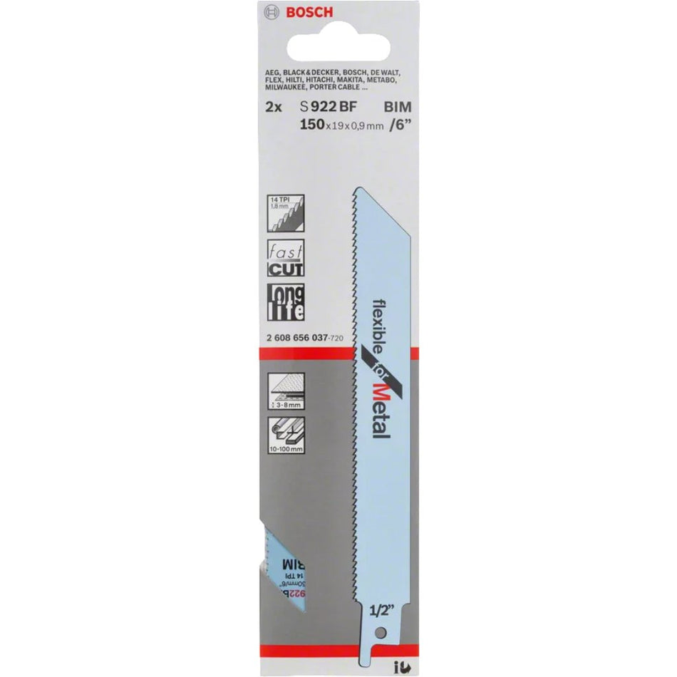 Bosch Reciprocating Saw Blade S 922 BF Metal 150x19x0.9mm 2Pc