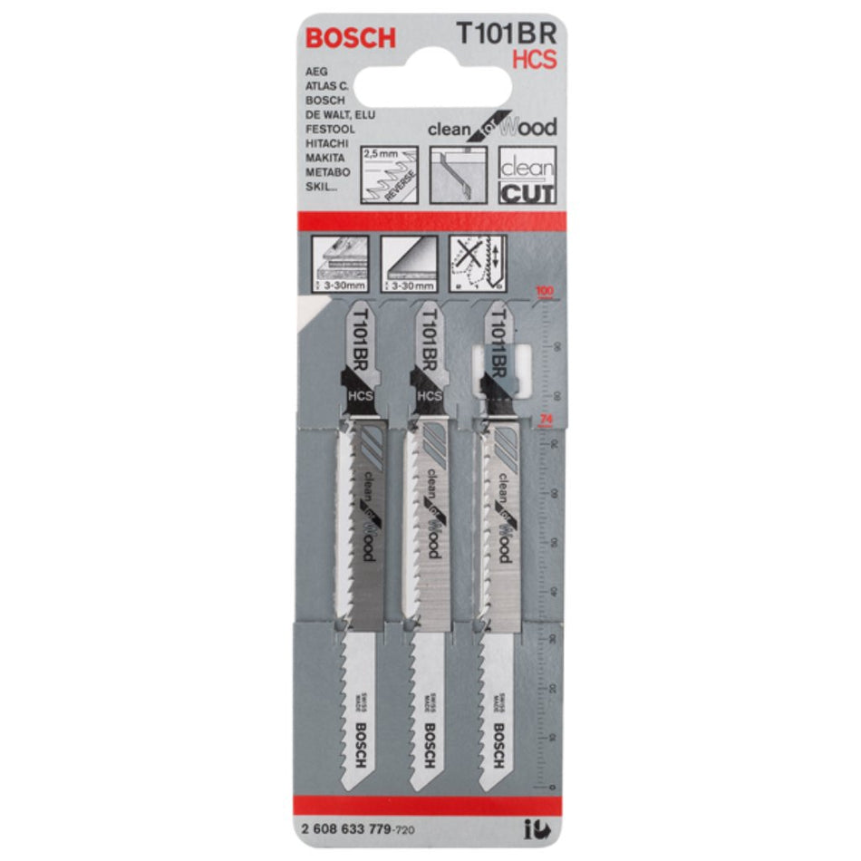 Bosch Jigsaw Blade HCS T 101 BR Clean For Wood 3pc