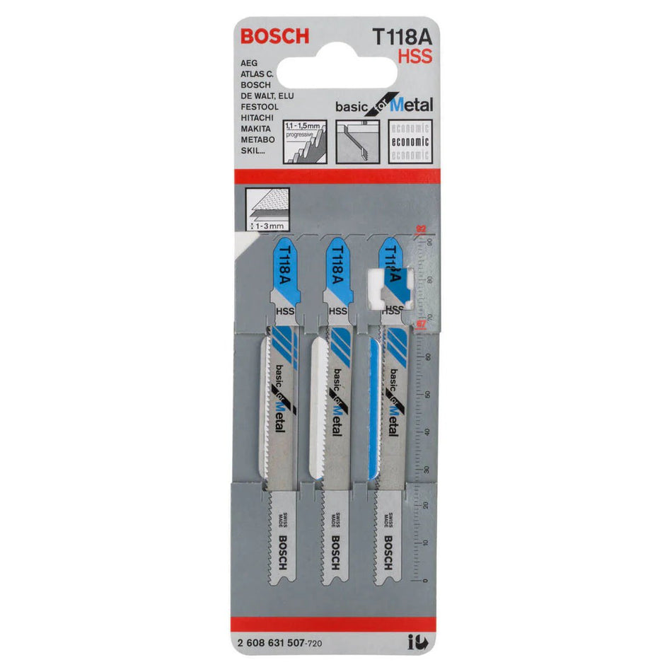 Bosch Jigsaw Blade HSST 118 A Basic For Metal 3pc