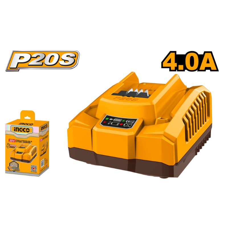 Ing-co Cordless 20V Lithium-Ion Battery Charger 4.0Ah Fast