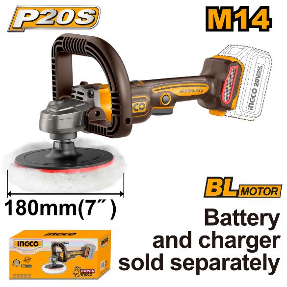 Ing-co Cordless 20V Lithium-Ion Polisher 180mm