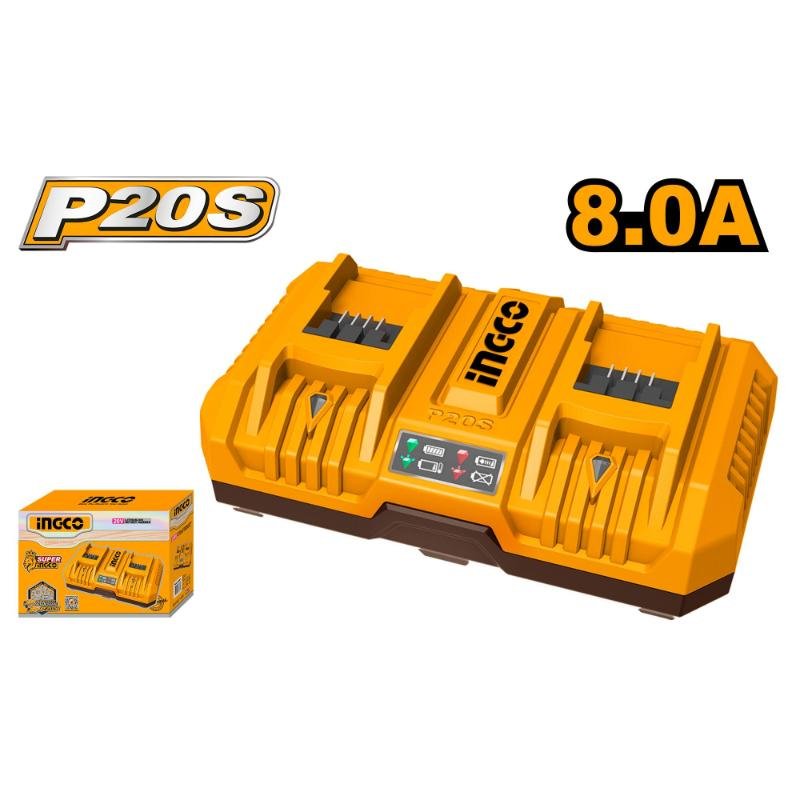 Ingco 20V PS/C/L Dual Charger 8A 0