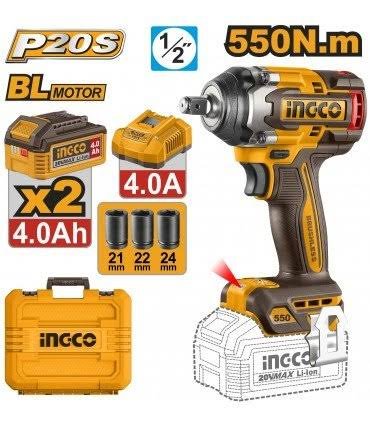 Ingco 20V PS/C/L Wrench Imp 550NM KIT 2batt