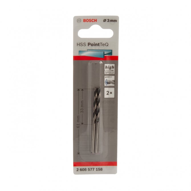 Bosch Drill Bit HSS Point TEQ 2pc 3.0mm