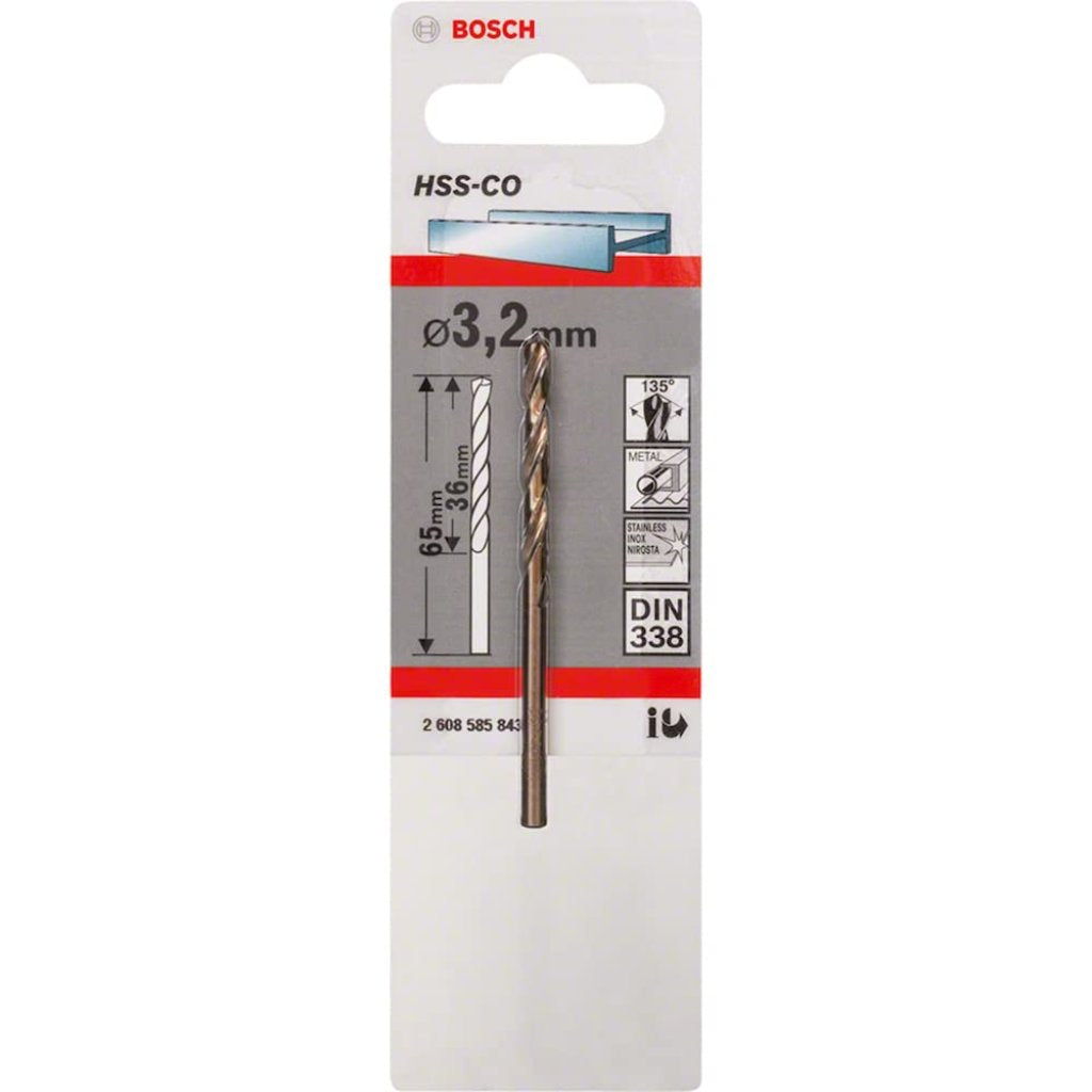 Bosch Drill Bit HSS-Co DIN 338 Metal 36x65mm 3.2mm