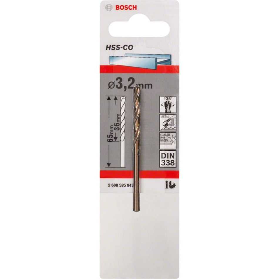 Bosch Drill Bit HSS-Co DIN 338 Metal 36x65mm 3.2mm