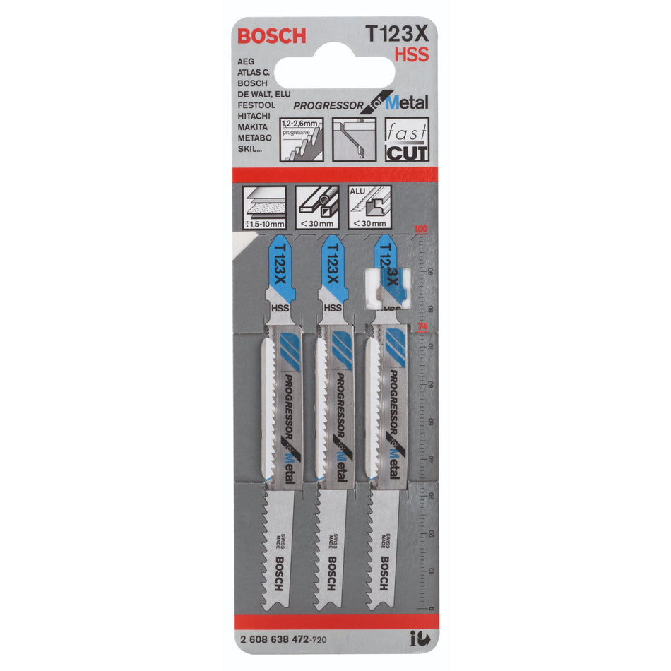 Bosch Jigsaw Blade For Metal HSST 123 XF Progressor 3pc
