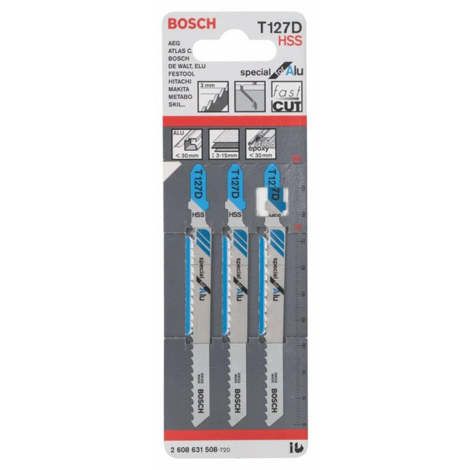 Bosch Jigsaw Blade For Aluminium HSST 127 D 3pc
