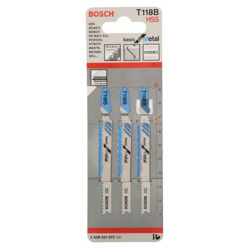 Bosch Jigsaw Blade For Metal Basic HSST 118 B 3pc