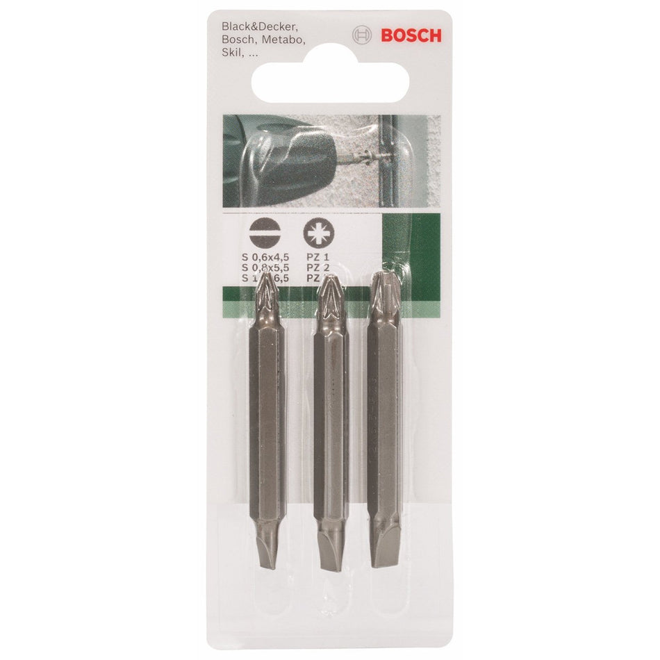 Bosch Screw Driver Bit Double Ended Set 60mm 3Pc