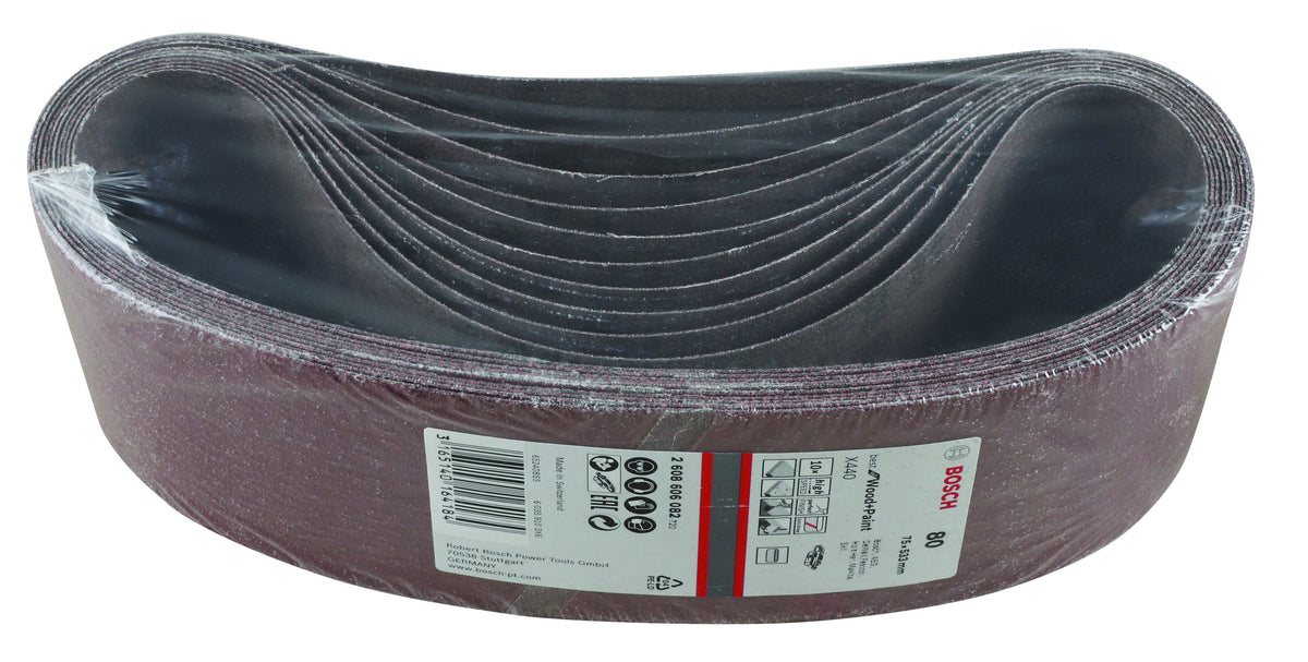 Bosch Sanding Belt Best For Wood 75x533mm 10pc 80 Grit