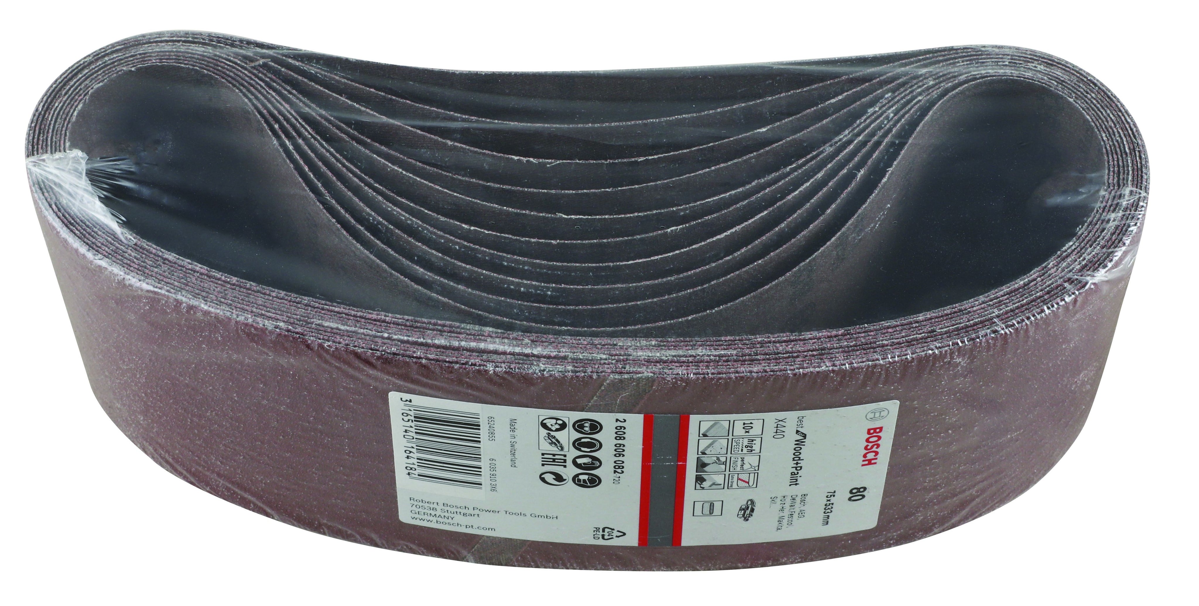 Bosch Sanding Belt Best For Wood 75x533mm 10pc 80 Grit