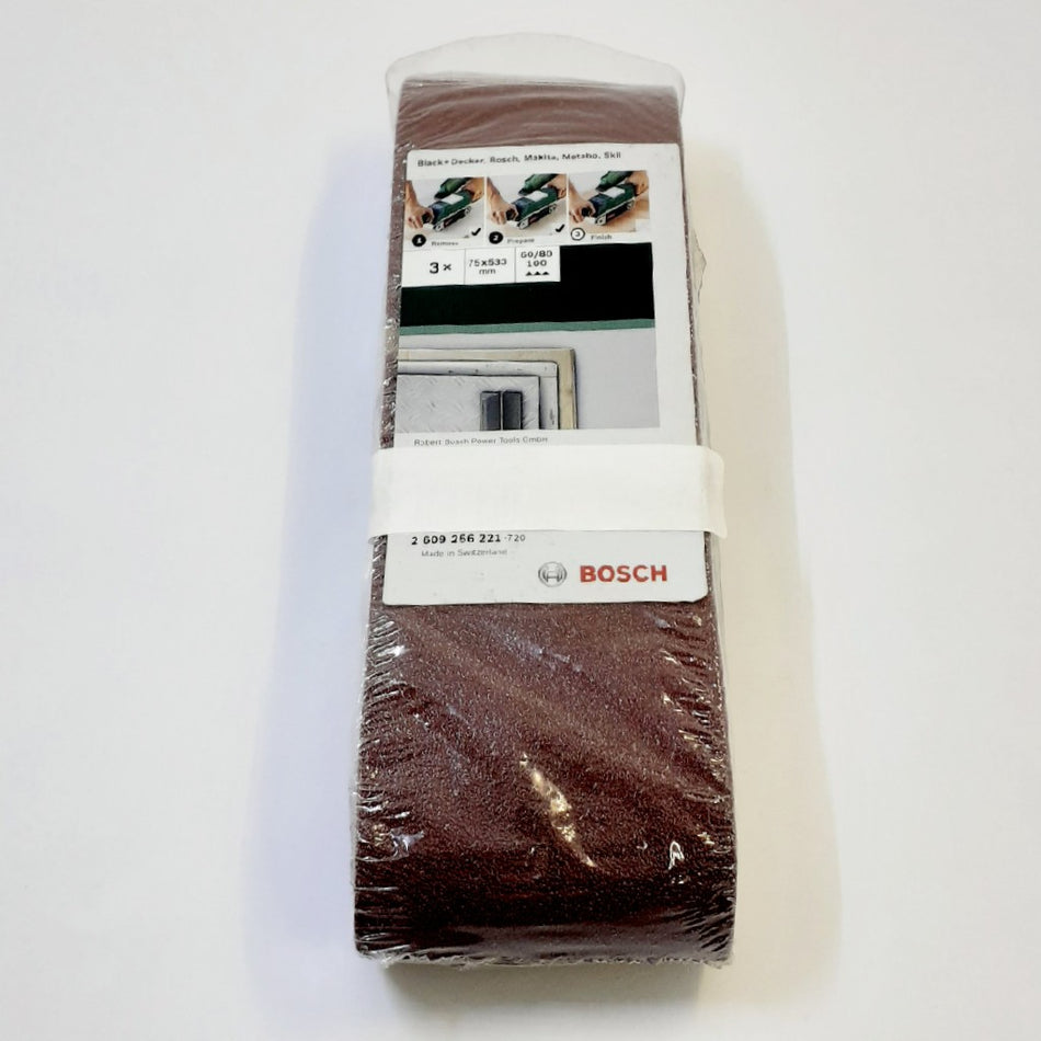 Bosch Sanding Belt 75x533mm Mixed Set 3Pc
