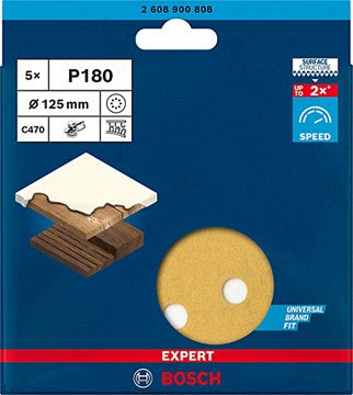 Bosch Sanding Disc Orbital Sanders 8 Holes 125mm 5pc 180 Grit