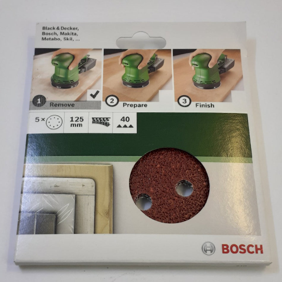 Bosch Sanding Disc For Orbital Sander Wood/Paint 125mm 5pc