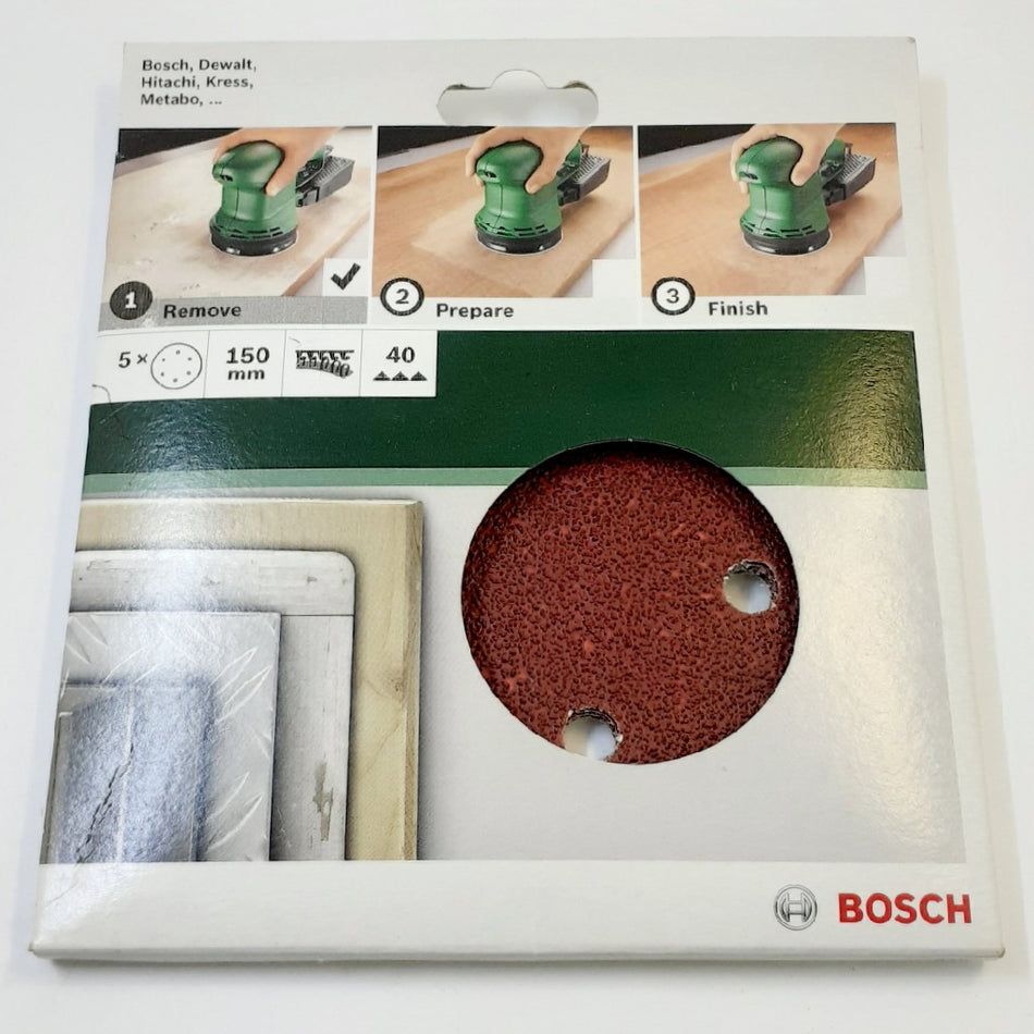 Bosch Sanding Disc For Orbital Sander Wood/Paint 150mm 5pc