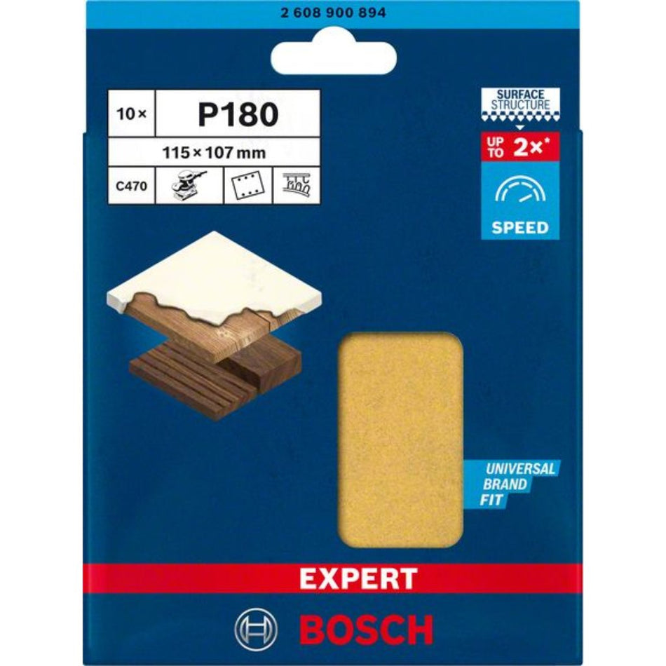 Bosch Sanding Sheet Hook&Loop 115x107mm 10pc