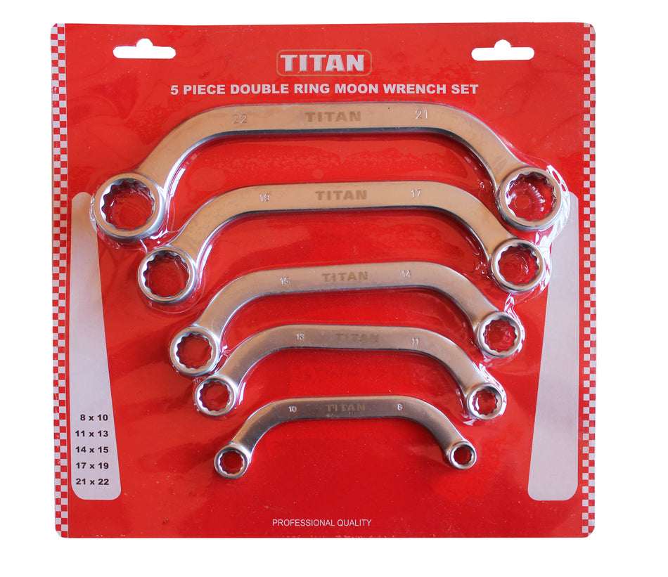 Titan Wrench Double Ring Moon Set 8-22mm 5pc -