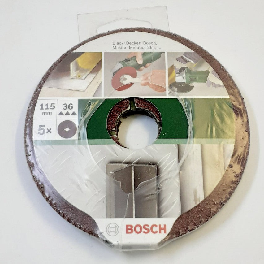 Bosch Sanding Disc For Angle Grinders 115mm 5pc