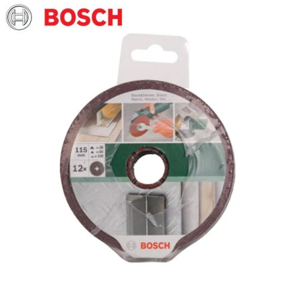 Bosch Sanding Disc Assorted For Angle Grinders 115mm 12pc