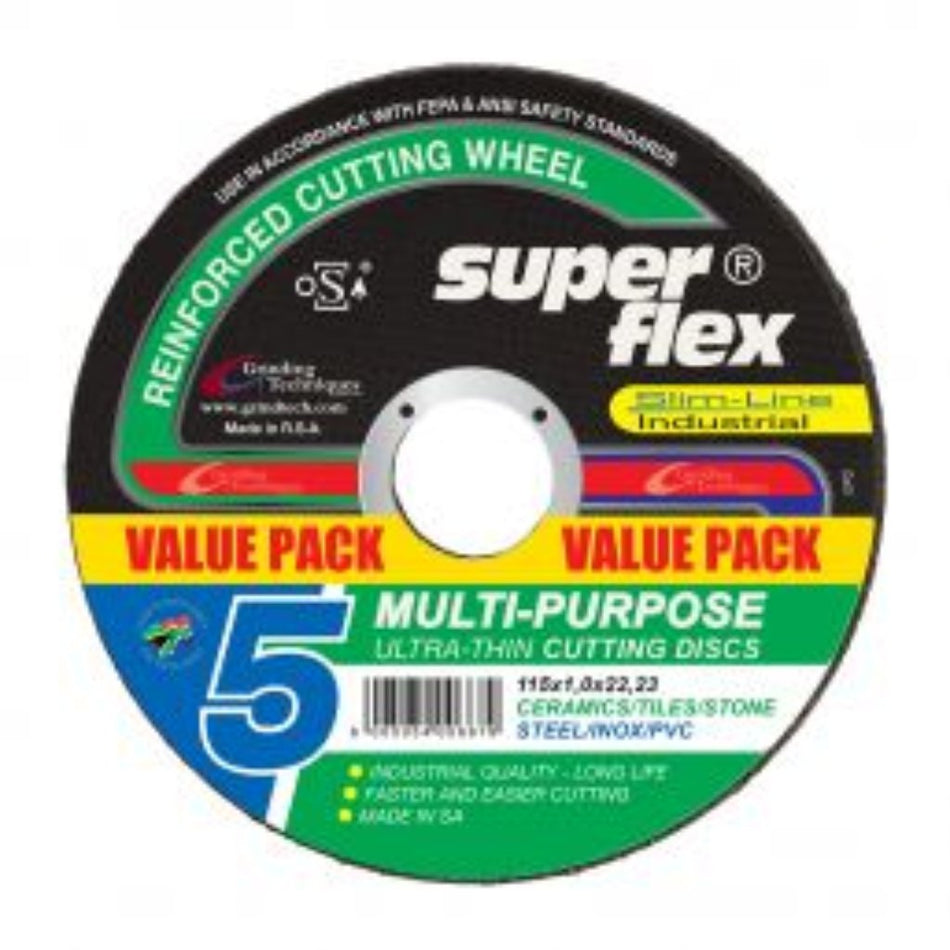 Superflex Cutting Disc Multi Purpose 115mm 5pc Pack