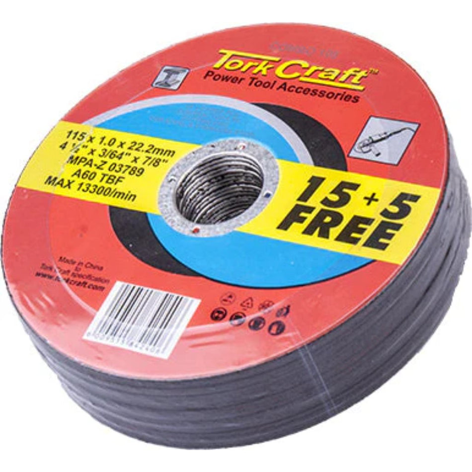 Cutting Disc Steel 115x1.0x22.22mm (15+5 Free)