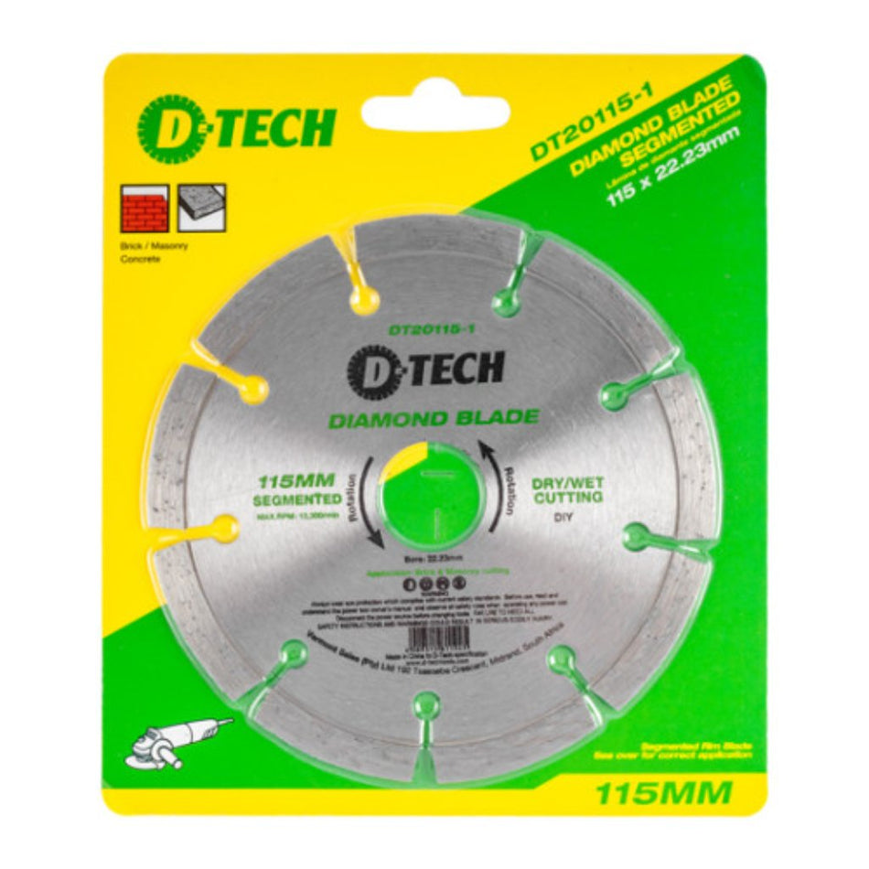 Diamond Blade Segmented Std 115x22.23mm Concrete/Clay Bricks