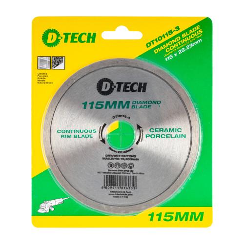 Diamond Blade Continuous Rim 115x22.23mm Ceramic/Porcelain -
