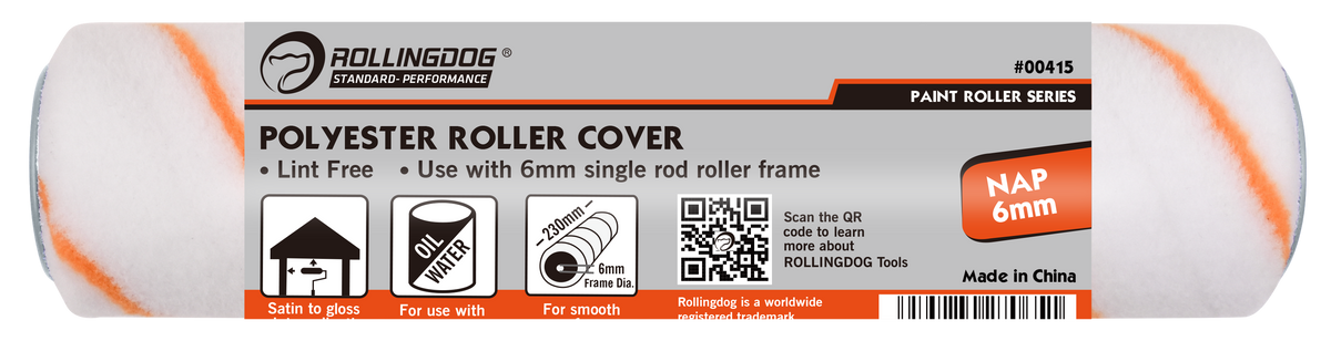 Rollingdog Paint Roller Refil Polyester 230mmx6mm Smooth -