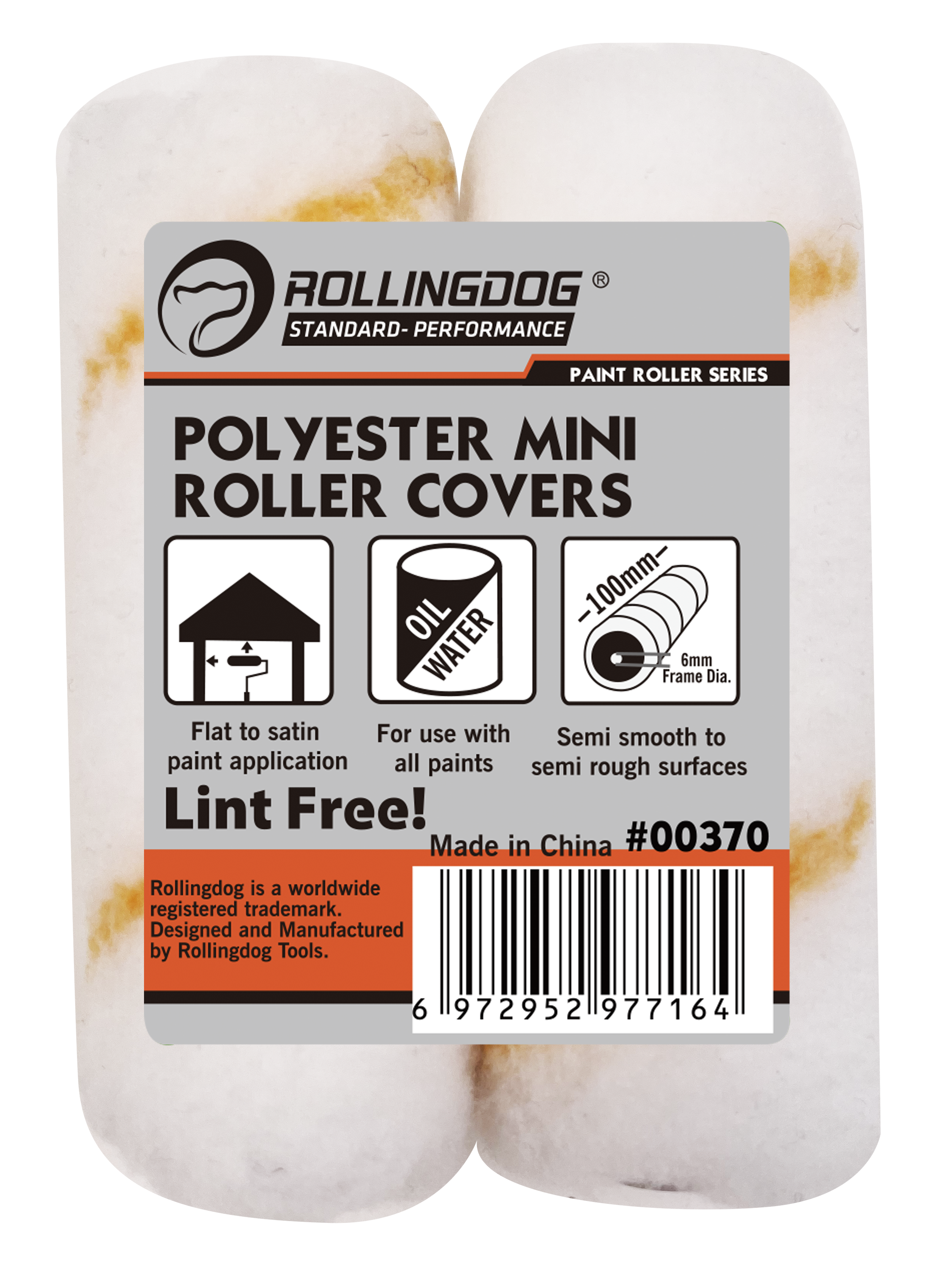 Rollingdog Paint Roller Refil Polyester 100mm 2pc -