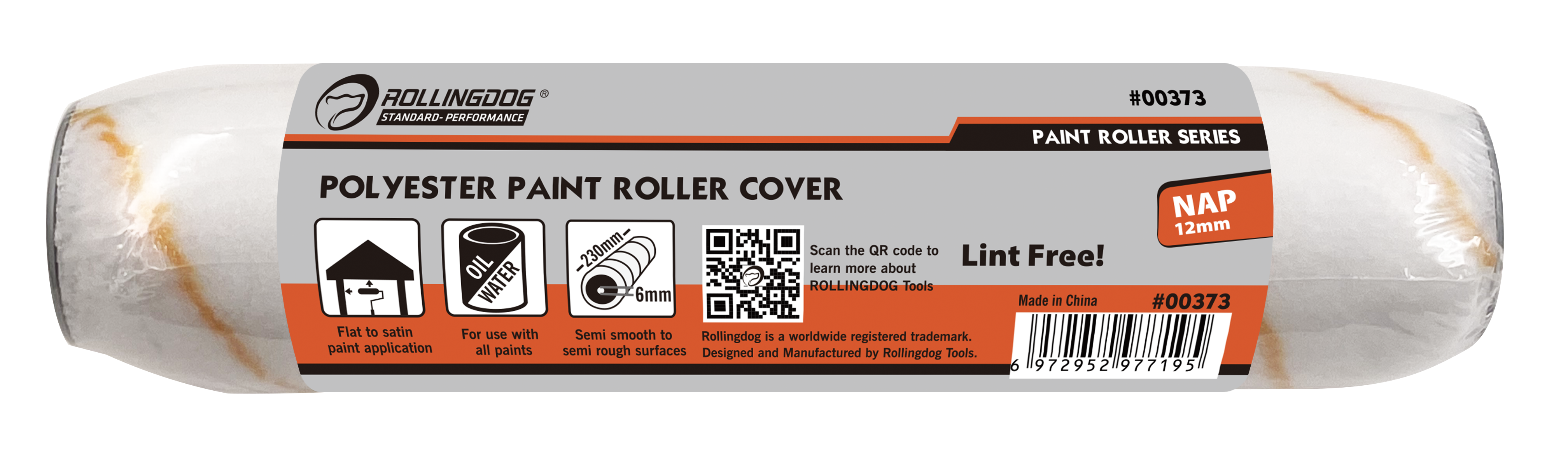 Rollingdog Paint Roller Refil Polyester 230mmx12mm Semi Smooth -