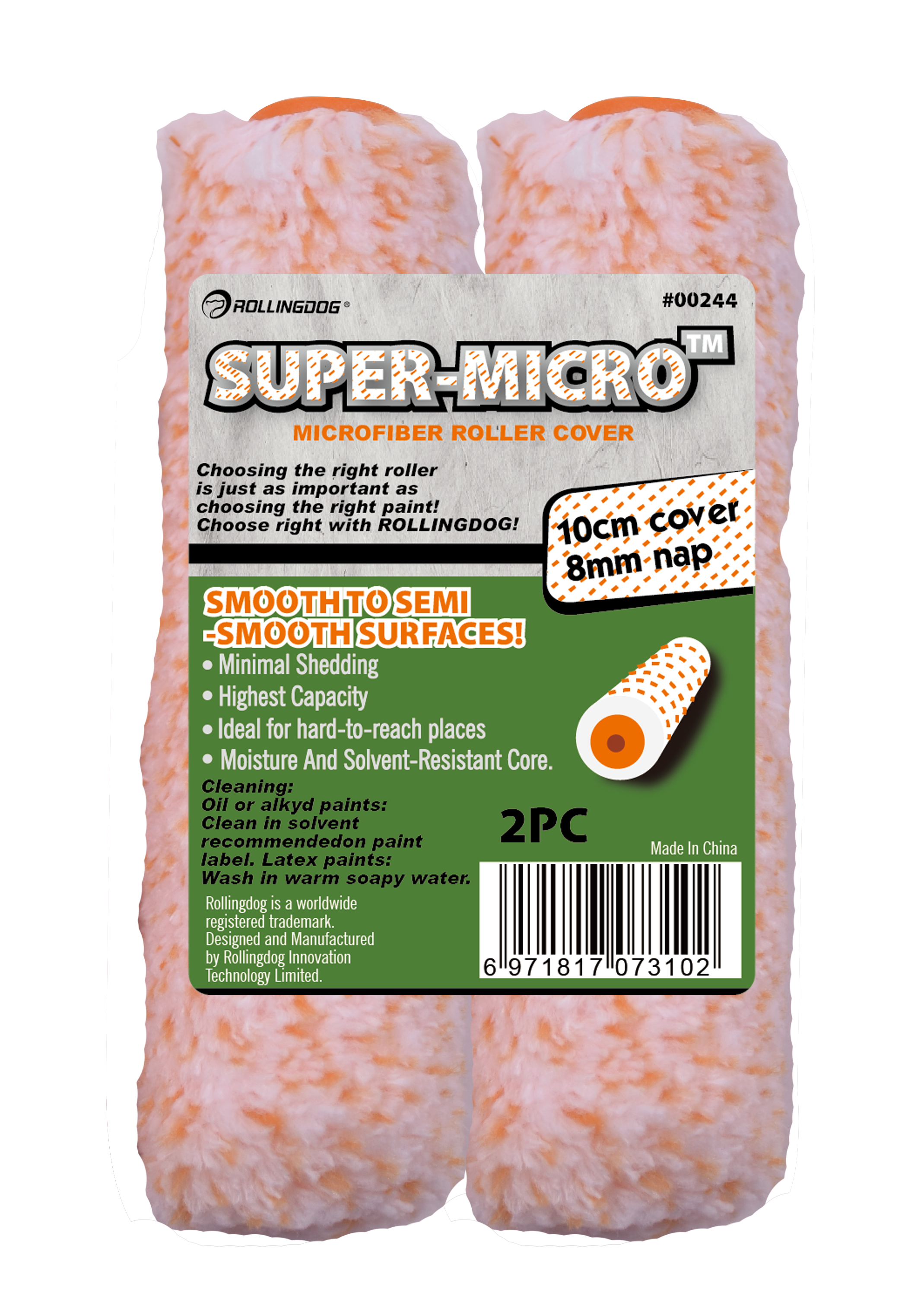 Rollingdog Paint Roller Refil Super Micro 100mm 2pc -