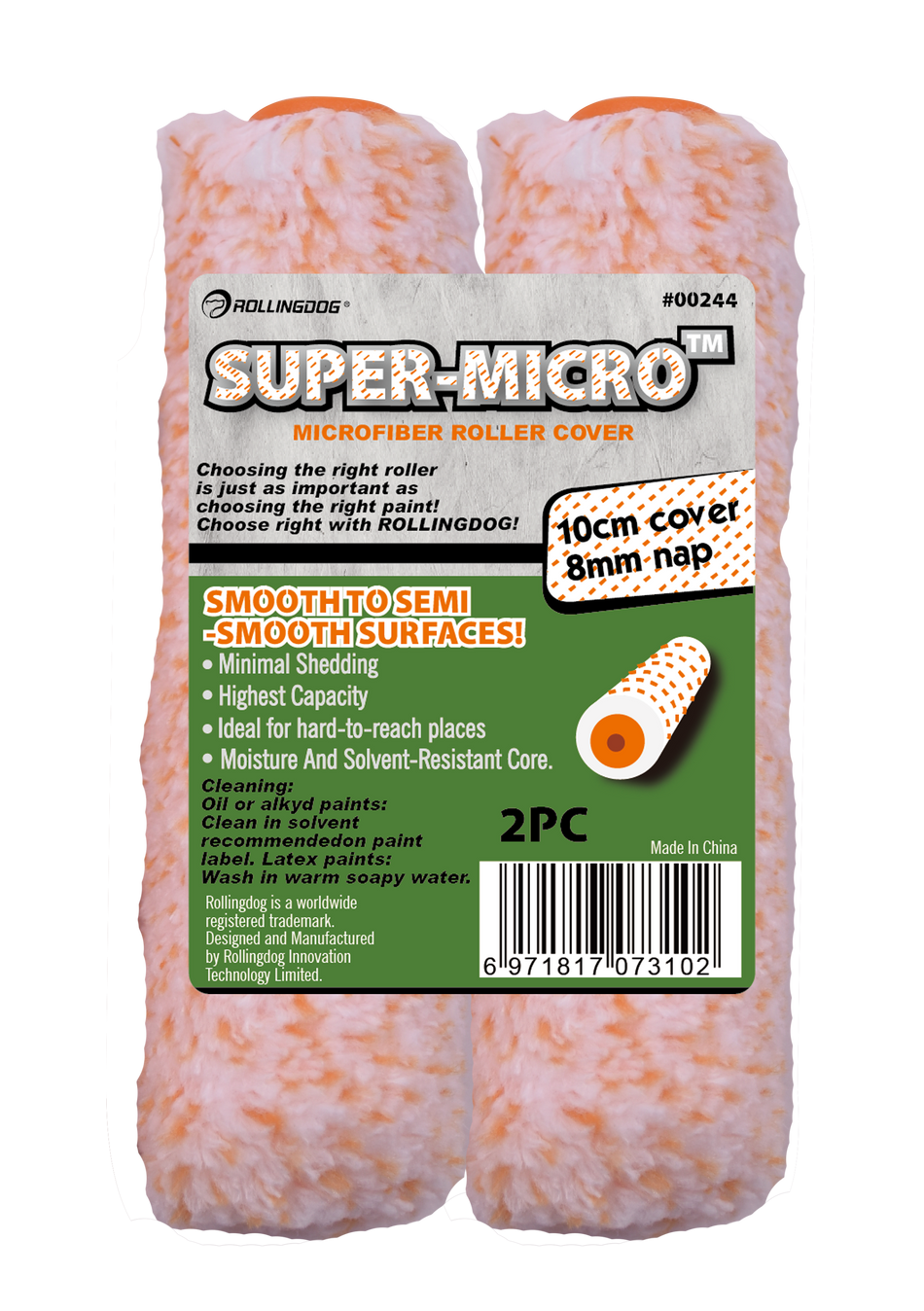Rollingdog Paint Roller Refil Super Micro 100mm 2pc -