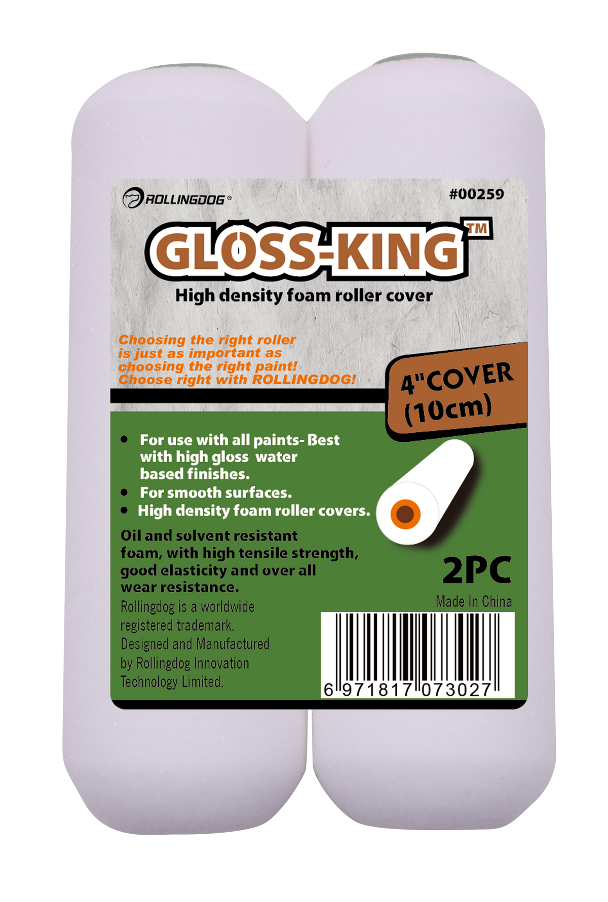 Rollingdog Paint Roller Refil Gloss King 2Pc 100mm
