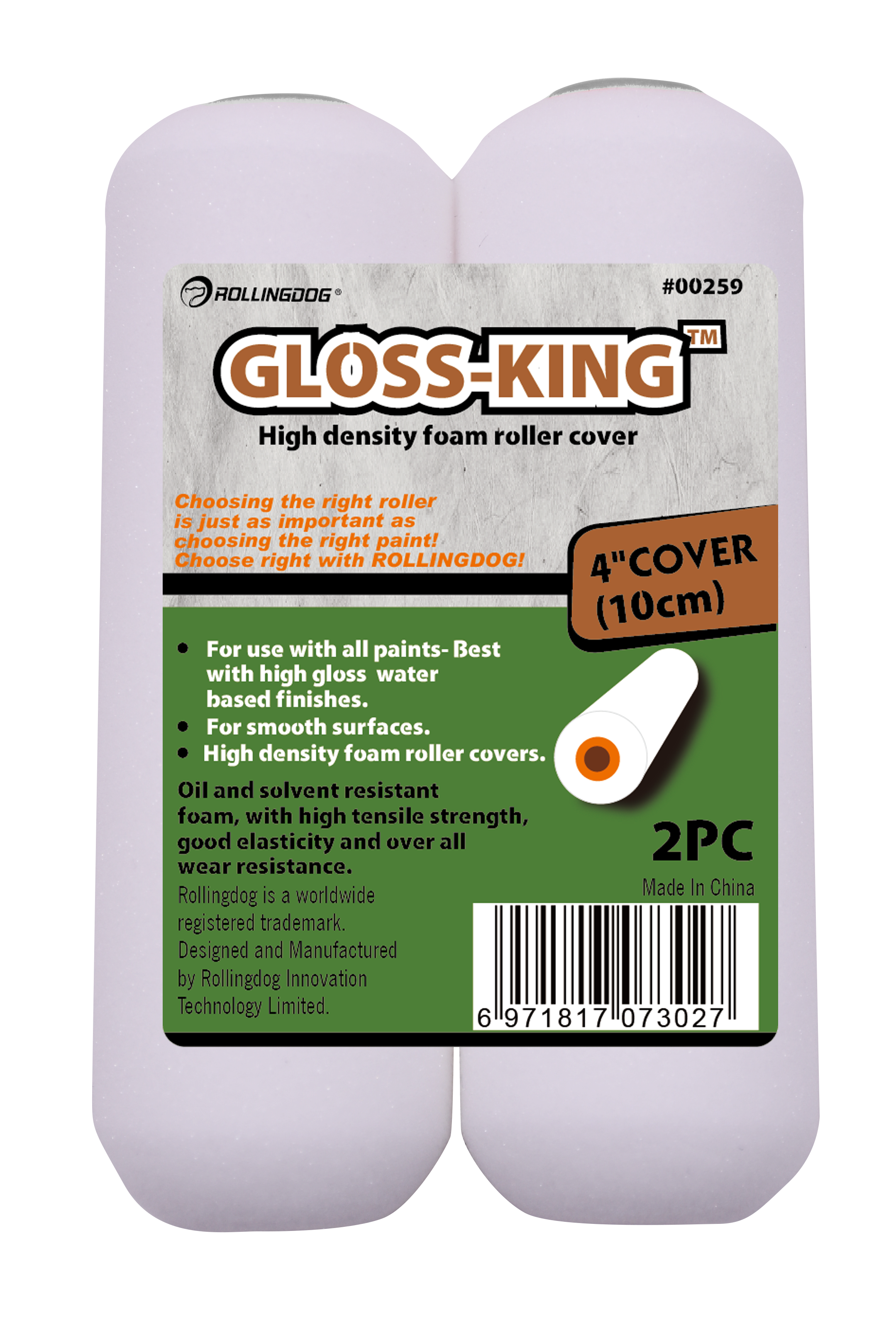 Rollingdog Paint Roller Refil Gloss King 2Pc 100mm
